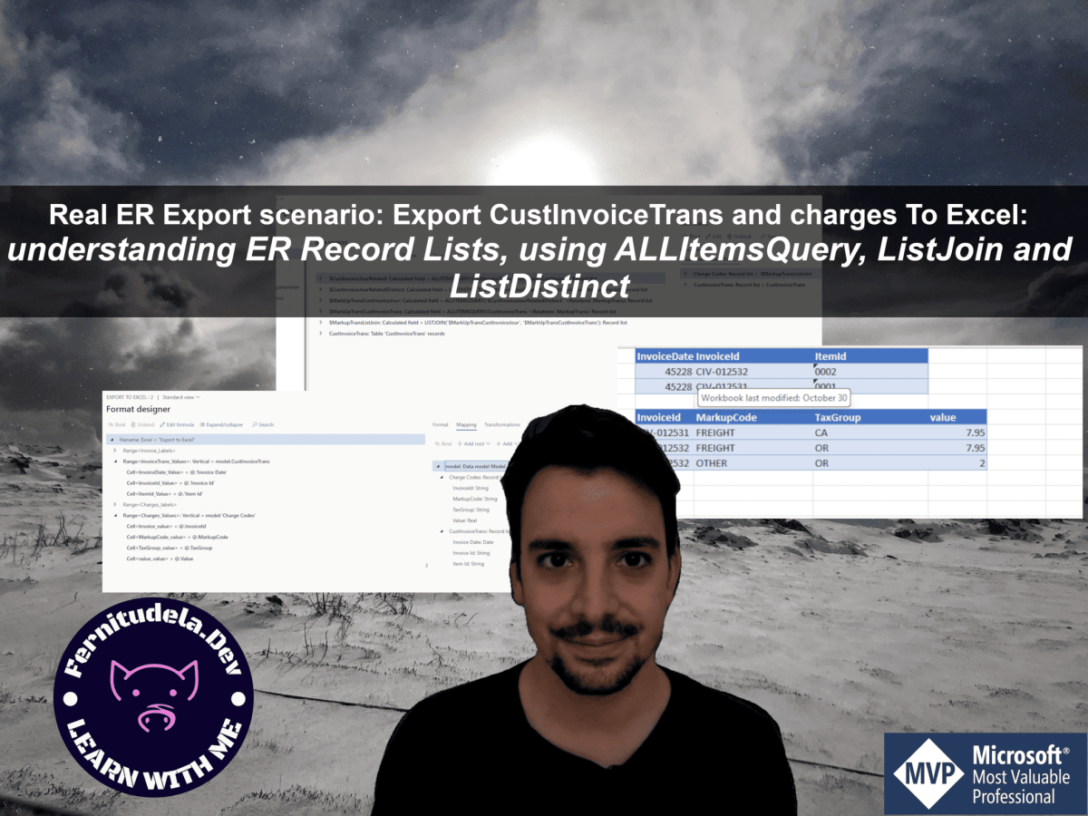 D365FO Electronic Reporting complete real export to Excel example: Use ...